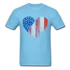 Patriotic American Flag Heart - aquatic blue