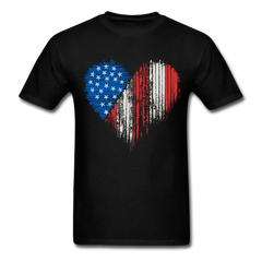 Patriotic American Flag Heart - black