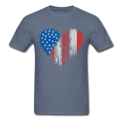 Patriotic American Flag Heart - denim