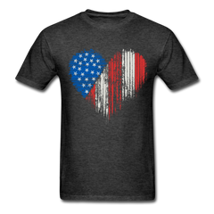 Patriotic American Flag Heart - heather black