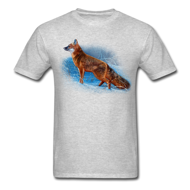 Red Fox wildlife tee shirt - heather gray