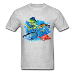 Saltwater Slam Fishing tee shirt - heather gray