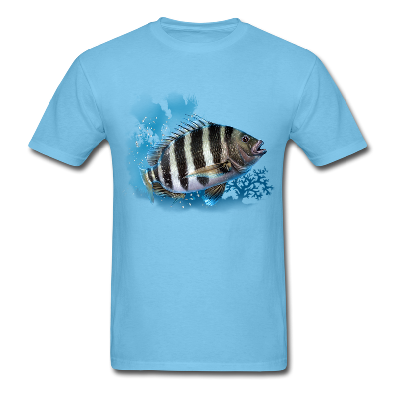 Sheepshead fishing tee shirt - aquatic blue