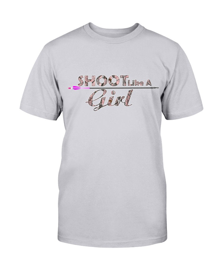 shoot like a girl bow hunting tee shirt
