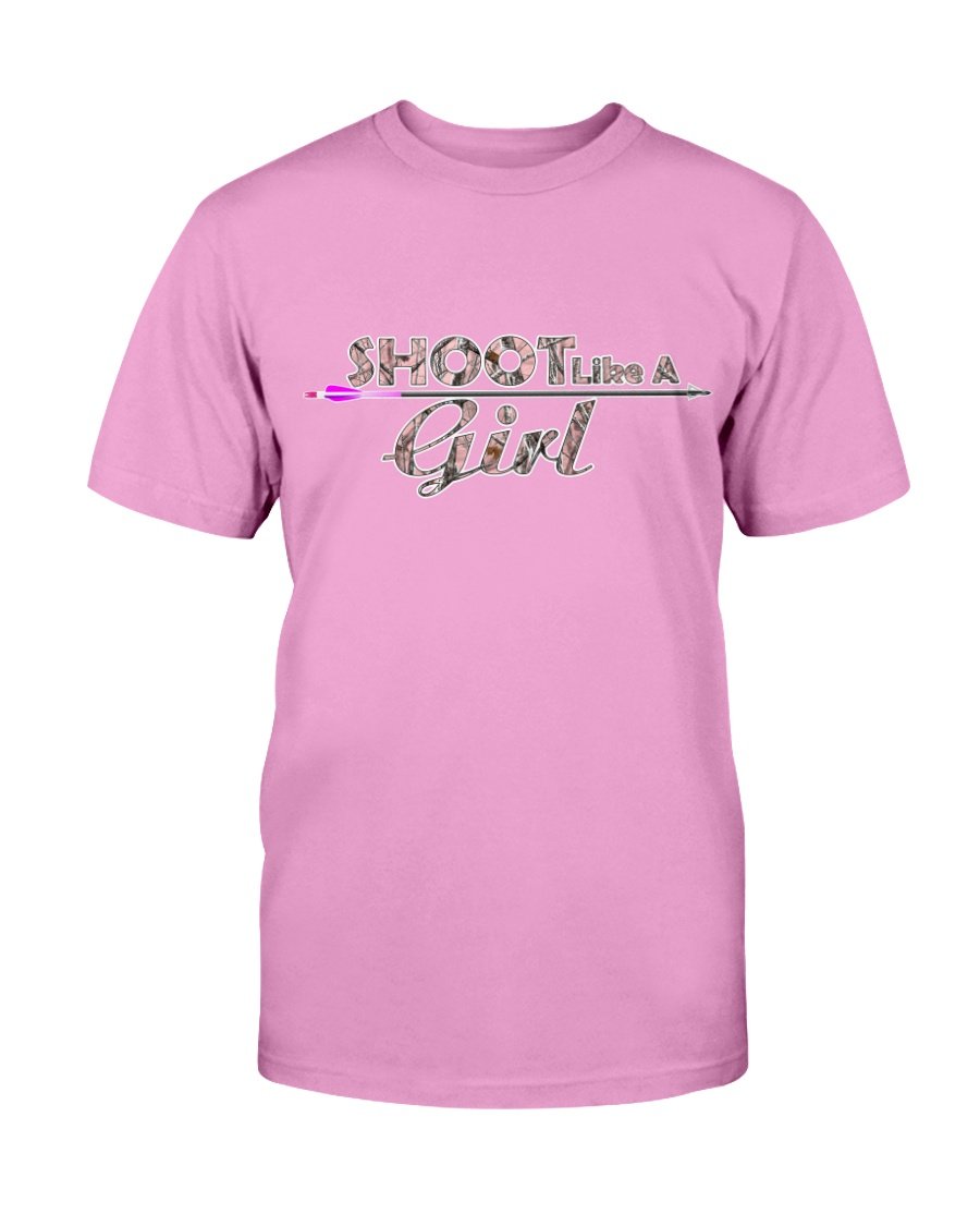 shoot like a girl bow hunting tee shirt