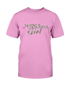 shoot like a girl bow hunting tee shirt