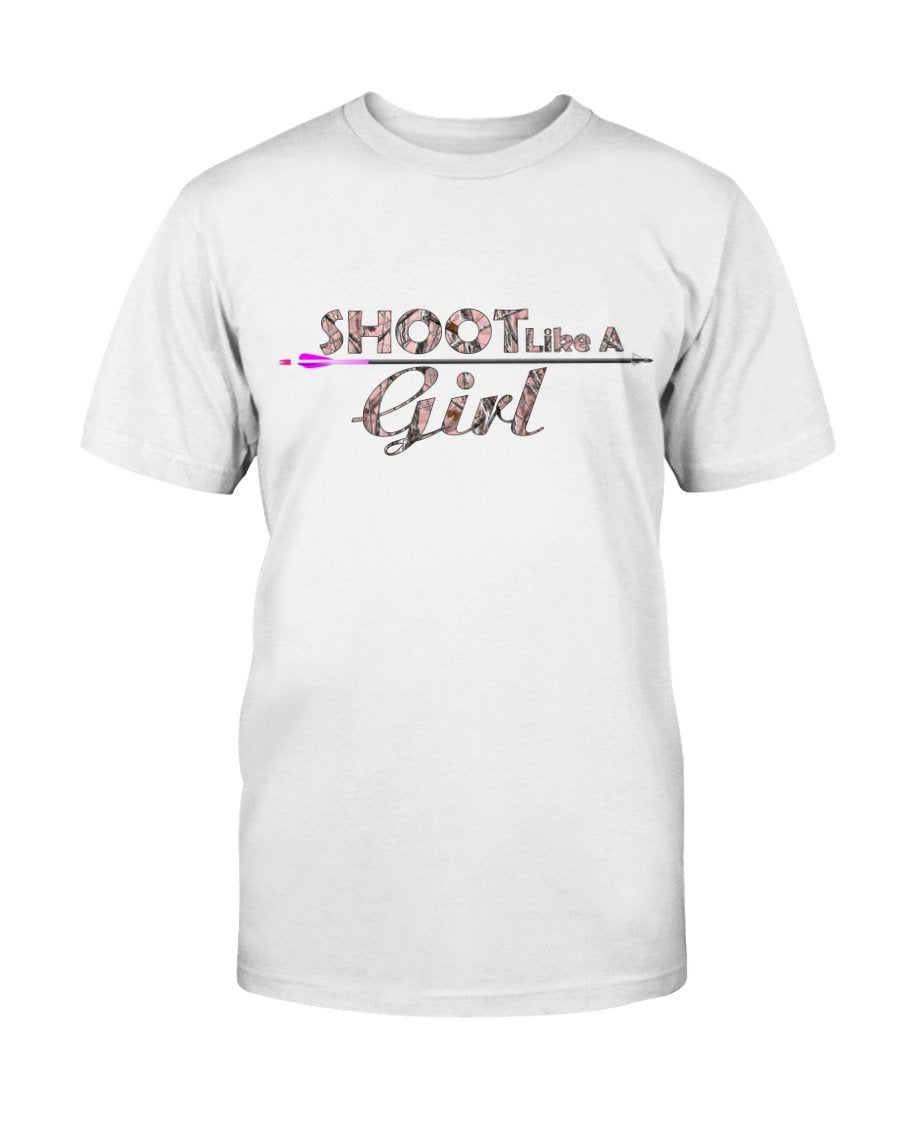 shoot like a girl bow hunting tee shirt