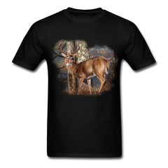 Standing in Woods Whitetail Buck tee shirt - black