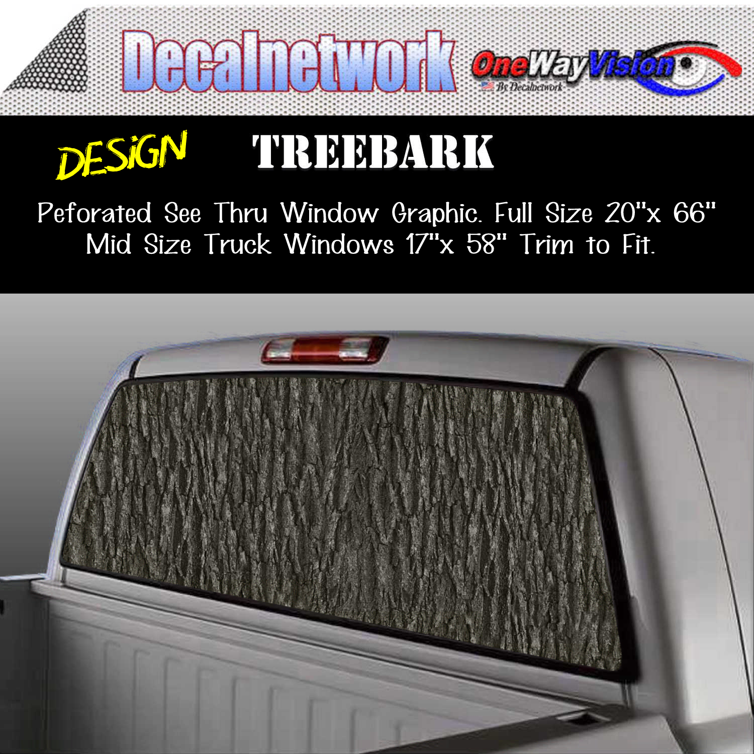 tree bark camo window graphic
