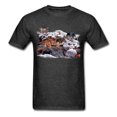 Wolves at the creek wildlife tee shirt - heather black