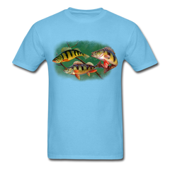 Yellow Perch fish tee shirt - aquatic blue