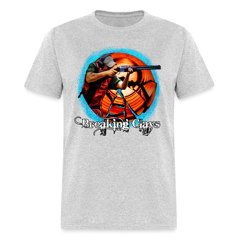Breaking Clays Skeet Trap shooting tee shirt - heather gray