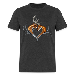 Buck and Doe Heart design tee shirt - heather black