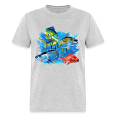 Saltwater Slam Fishing tee shirt - heather gray