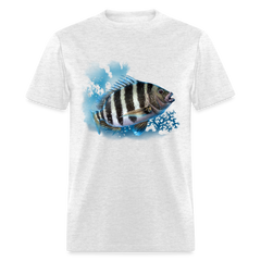 Sheepshead fishing tee shirt - light heather gray