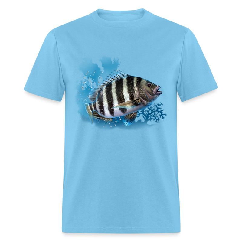 Sheepshead fishing tee shirt - aquatic blue