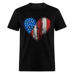 Patriotic American Flag Heart - black