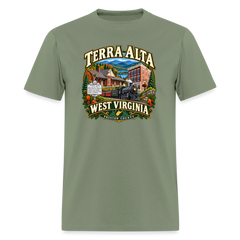 Town of Terra Alta West Virginia Design Tee Shirt - military green