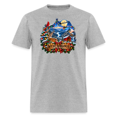 West Virginia Christmas Holiday tee shirt - heather gray