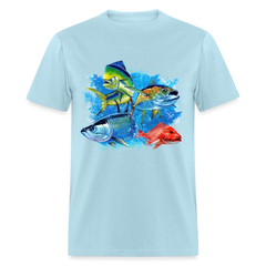 Saltwater Slam Fishing tee shirt - powder blue