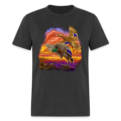 Mallards Flying sunset tee shirt - heather black