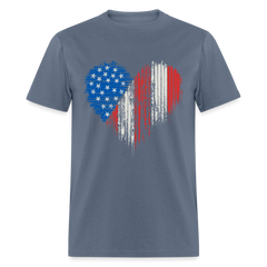 Patriotic American Flag Heart - denim