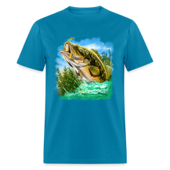 Large Mouth Bass Fishing tee shirt - turquoise