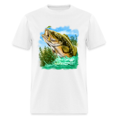 Large Mouth Bass Fishing tee shirt - white