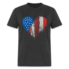 Patriotic American Flag Heart - heather black