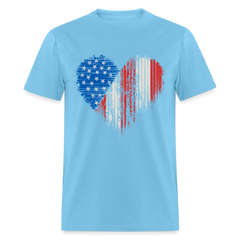 Patriotic American Flag Heart - aquatic blue