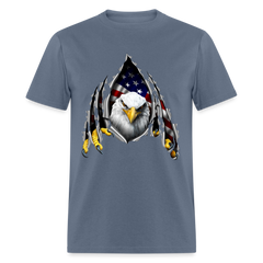 American Flag Eagle Ripping Out tee shirt - denim
