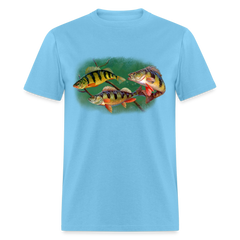 Yellow Perch fish tee shirt - aquatic blue