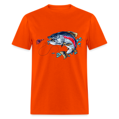 Crazy Trout cartoon style tee shirt - orange