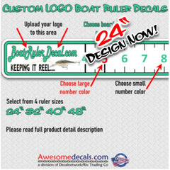 24’’ Boat Ruler fish measuring tape vinyl decal custom LOGO