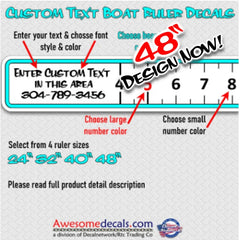48’’ Boat Ruler fish measuring tape vinyl decal custom text