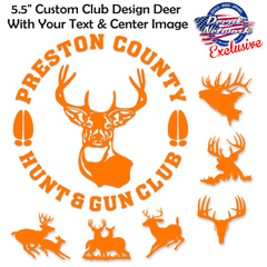 Hunting Club Vinyl Decal Personalized Deer Head and Tracks Design 5.5"