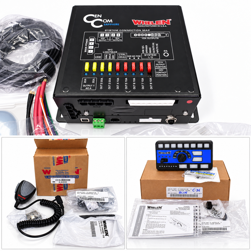 Whelen CenCom Sapphire Siren CANCTL6 Control Head MIC With Extenstion & Mount