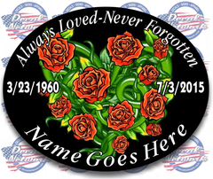 Always Loved - Never Forgotten Heart shaped roses decal - [Awesome_Decals]