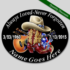 in loving memory country music cowboy hat boots guitar decal