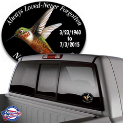 in loving memory decal hummingbird