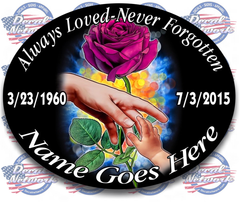 Always Loved - Never Forgotten rose with adult and childs hand decal - [Awesome_Decals]