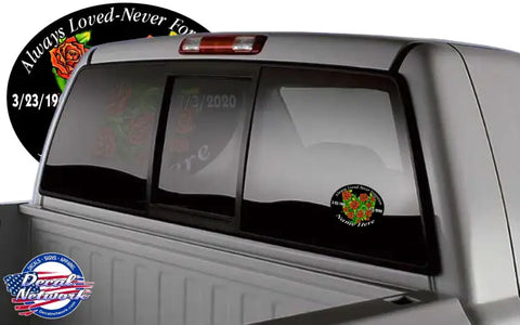 Always Loved - Never Forgotten Heart shaped roses decal