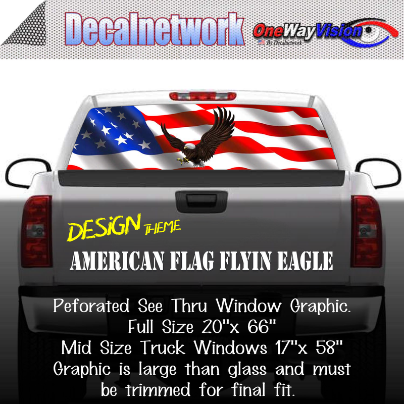 american flag flying eagle window graphic