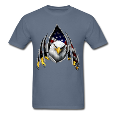 American Flag Eagle Ripping Out tee shirt - denim