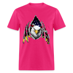 American Flag Eagle Ripping Out tee shirt - fuchsia