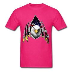 American Flag Eagle Ripping Out tee shirt - fuchsia