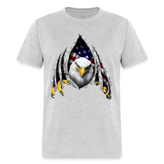 American Flag Eagle Ripping Out tee shirt - heather gray