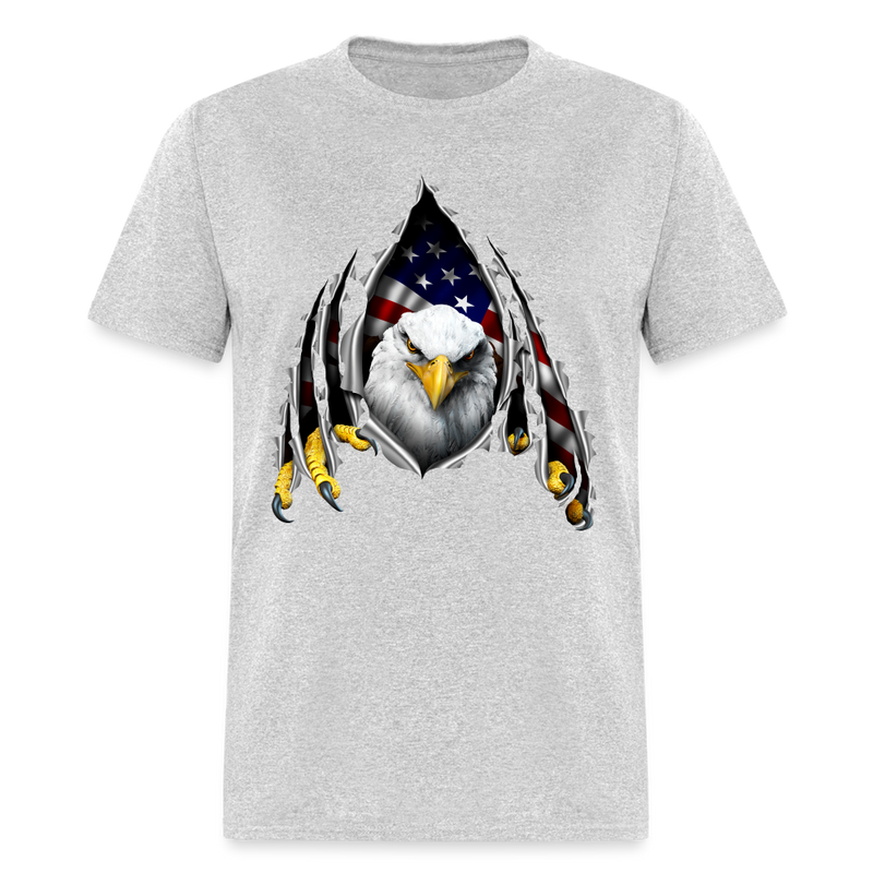 American Flag Eagle Ripping Out tee shirt - heather gray