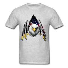 American Flag Eagle Ripping Out tee shirt - heather gray