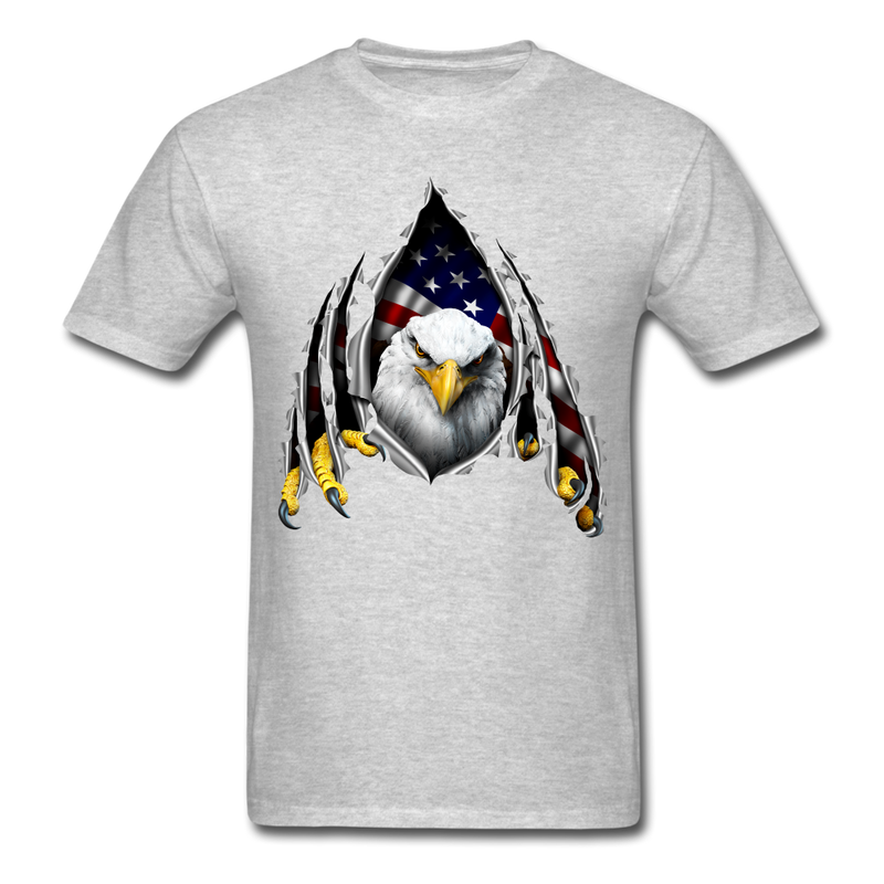 American Flag Eagle Ripping Out tee shirt - heather gray